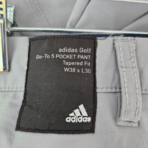 Adidas Pants Mens 38x30 Gray Solid Go-To 5-Pocket Tapered Golf Performance - Picture 4 of 9